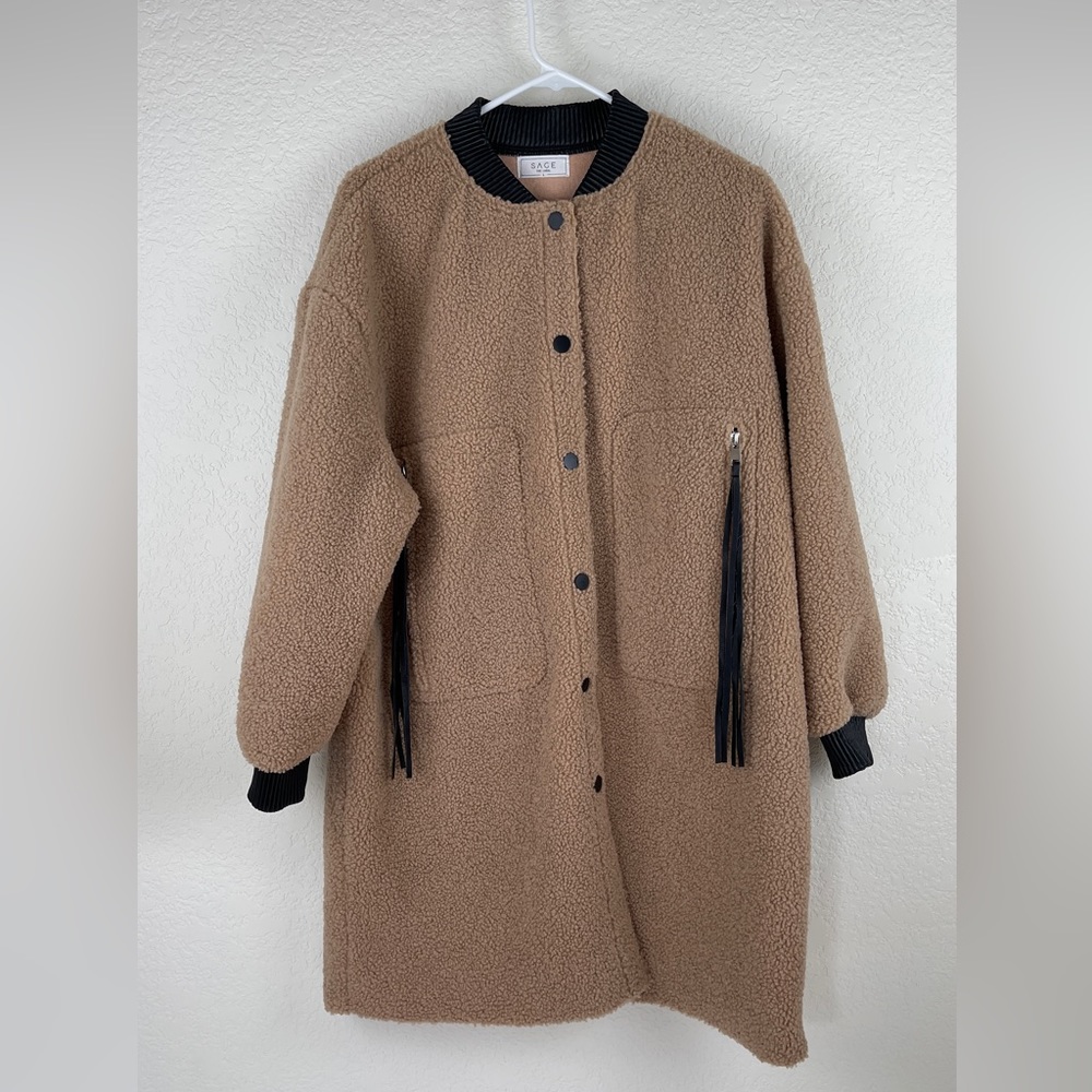 Sage The Label Teddy Bear Jacket Coat Tan Taupe